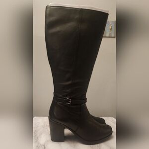 Naturalizer Kalina Black Leather Wide Calf Knee-High Boots 9